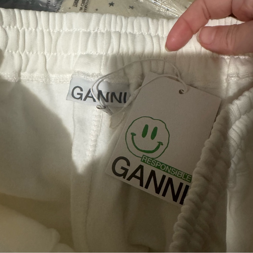 GANNI Wave Logo Sweatpants in White Brown - Picture 10 of 11